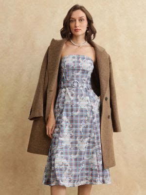 Buy RAREISM Yerd Blue Printed Flared Midi Dress (XXS) Online