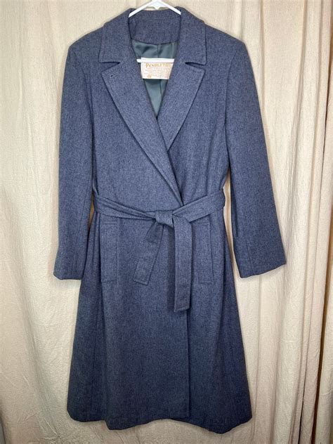 Vintage 1980s Pendleton Grey Minimalist Wool Floor Length Trench Coat ...