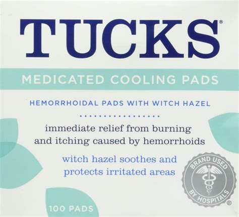 Buy Tucks Medicated Witch hazel hemorrhoidal Pads, 100 Count Pads ...