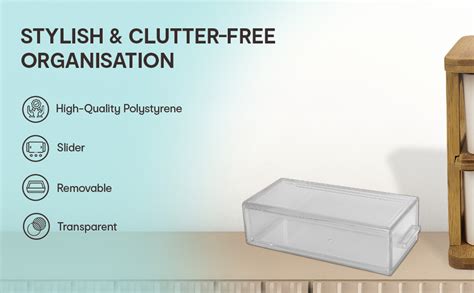 Anko Clear Pull-Out Storage Drawer Organizer | Stackable Modular Design ...