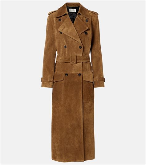 Suede trench coat in brown - Saint Laurent | Mytheresa
