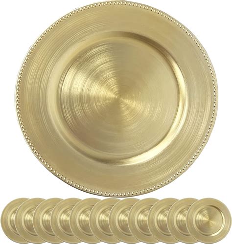Amazon.com | Maiangel Metallic Gold Beaded Charger Plates,13" Set Of 12 ...
