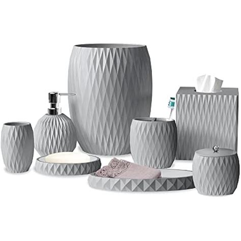 Nusteel Grey Resin Bath Accessory Set for Vanity India | Ubuy