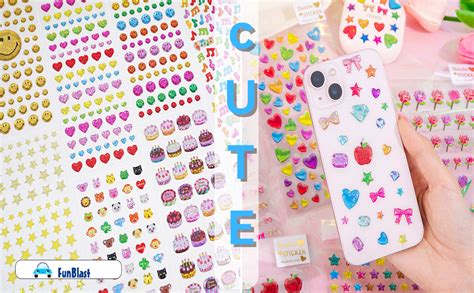 FunBlast Kawaii Stickers Set – Set of 4 Stickers for Kids, 3D Sticker ...