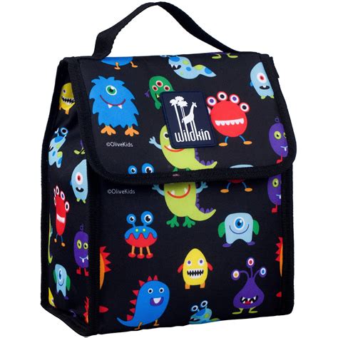 Olive Kids Monsters Black Insulated Lunch Bag for Boys and Girls ...