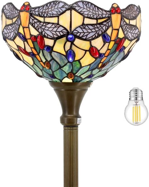 Buy Tiffany Floor Torchiere Lamp LED 66 Tall Industrial Bronze Pole ...