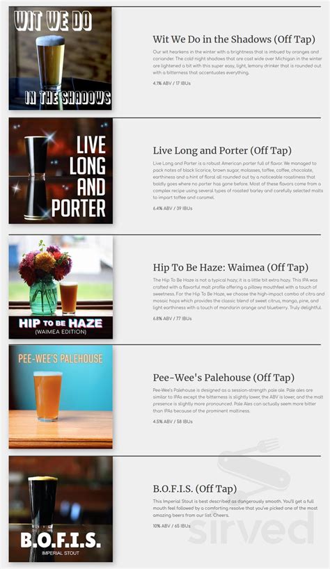 Bearded Lamb Brewing Company menu in Plymouth, Michigan, USA