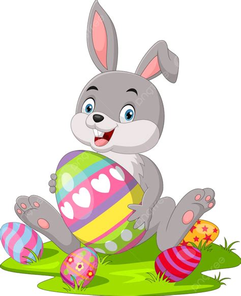 Easter Egg Bunny Vector PNG Images, Cute Little Bunny With Easter Egg ...