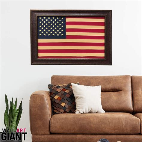 Large Framed American Flag | Real Cotton Cloth Embroidered Flag | Hand ...