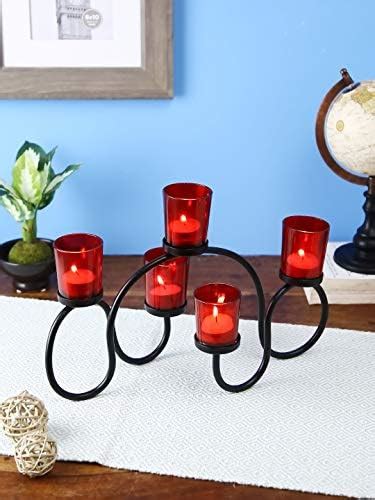 Buy HOSLEY Classic Style Glass Iron Lantern with One Pillar Candle|Gold ...