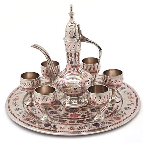 Buy Little India Pure Brass Antique Royal Wine Set Handicraft (155 ...