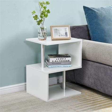 Buy CLIPOP LED Side Table, White High Gloss Living Room Coffee End ...