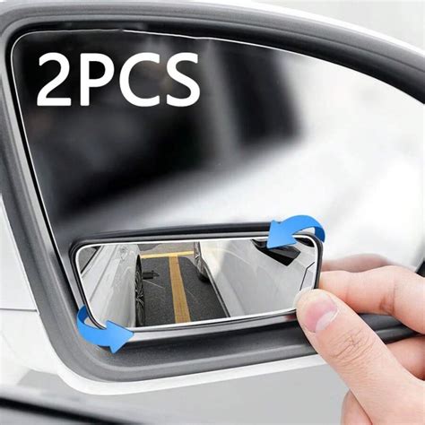 2 Pieces Blind Spot Mirror, Rectangular HD Glass Frameless Convex ...