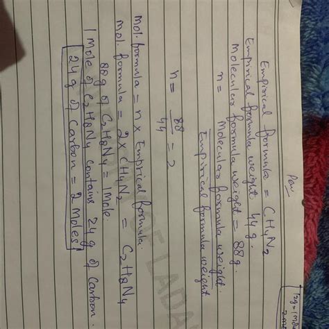 the empirical formula of an organic compound is ch4n2 its molecular ...