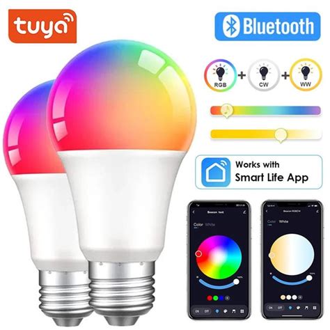 Tuya Bluetooth Smart Bulb E27 RGB+WW+CW Smart Light Bulbs Smart Life ...