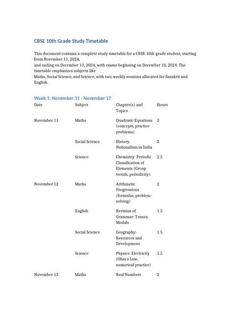 Image result for Class 10 Study Timetable