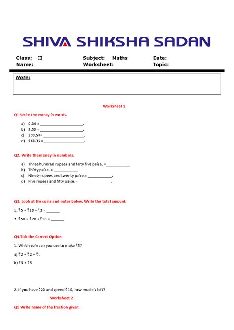 Maths winter hhw 2025 - Abc - Class: II Subject: Maths Date: Name ...