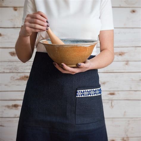 The Tatreez Apron Set Blue and Cream