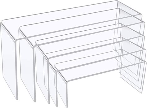 Buy ISUSSER A set of 5 Pack transparent Acrylic Display Risers, Acrylic ...