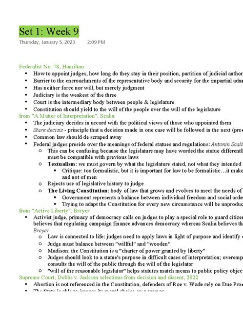Poli Sci Set 1 Week 9 - Federal court system - Federalist No. 78 ...