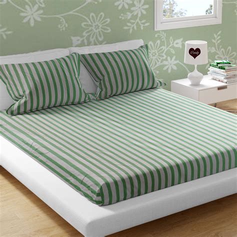 Green Stripes Cotton 200 TC Bedsheet + 4 Pillow Covers – Coozly