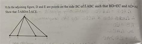 In the adjoining figure,D andE are points on the side BC of triangle ...