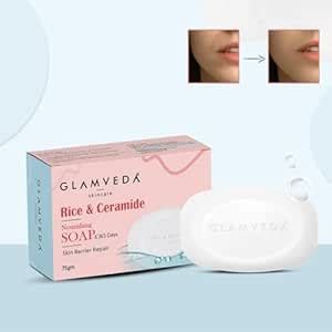 Buy Glamveda Rice & Ceramide Skin Brightening Soap with Hyaluronic Acid ...
