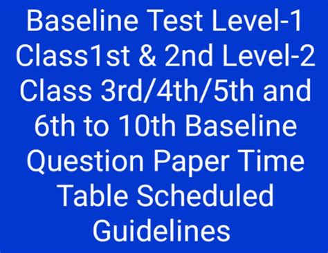 Baseline Test Level-1 Class 1st & 2nd Level-2 Class 3rd/4th/5th and 6th ...