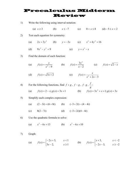 Image result for Precalculus Review