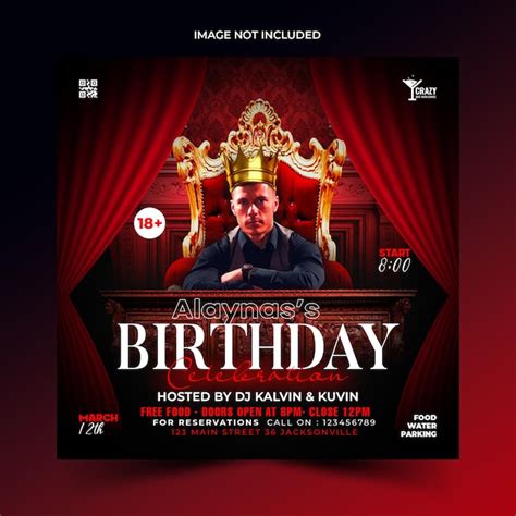 Happy birthday bash king celebration psd flyer design template ...