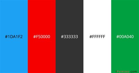 Nike Color Palette and colors #1da1f2 #f50000 #333333 #ffffff #00a040 - IPalettes
