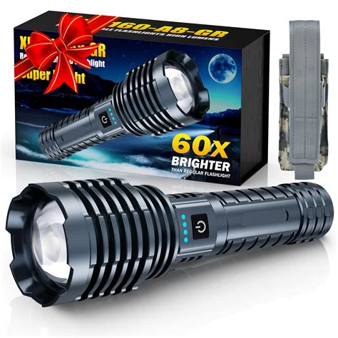 Super Bright Rechargeable Flashlights 2400000 High Lumen, Powerful LED Flashlight, IPX7 ...