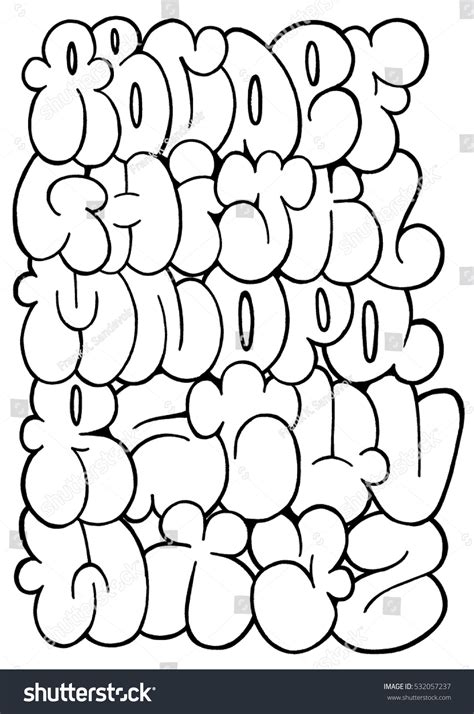 Graffiti Letters Sketch Alphabet Bubble: ilustración de stock 532057237 ...