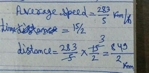A car is moving at an average speed of 283/5km/h .How much distance ...