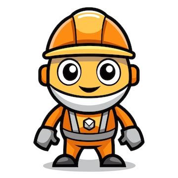 Happy orange robot construction worker cartoon character | Premium AI ...