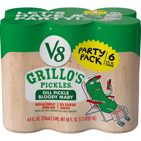 V8 Grillo's Pickles Dill Pickle Bloody Mary Mix, 8 fl oz Can, 6 Count - Walmart.com
