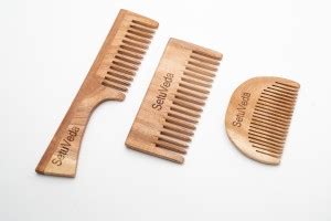 SetuVeda Handmade Neem Wood Anti-Dandruff Comb with Pure Cotton Pouch ...