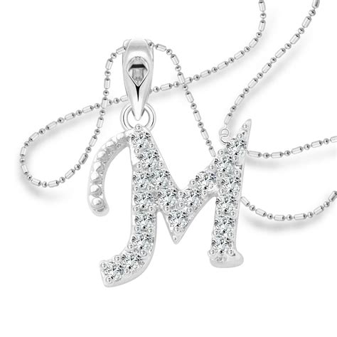 Vighnaharta Memorable M Alphabet CZ Rhodium Plated Alloy Pendant for ...