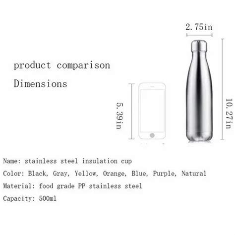 Water Bottle - Stainless Steel Single Wall Fridge Water Bottle ...