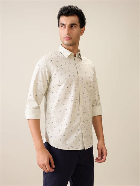 Parx Men Brown Printed Slim Fit Cotton Casual Shirt – MyRaymond