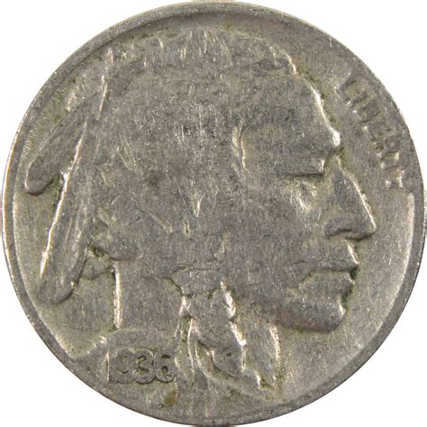 1936 Indian Head Buffalo Nickel G Good 5c Coin