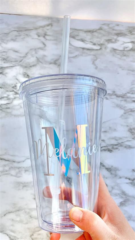 Holographic personalized name tumbler custom tumbler w straw holo ...