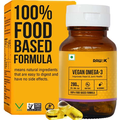 Buy RAWRX VEGAN OMEGA 3 FATTY ACID CAPSULE EPA + DHA + ALA FORMULA FOR ...