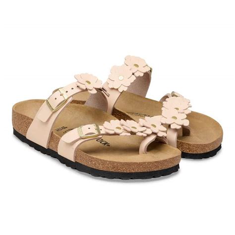 Mayari Flower Embellishment Couro natural em Rosa Claro | BIRKENSTOCK ...