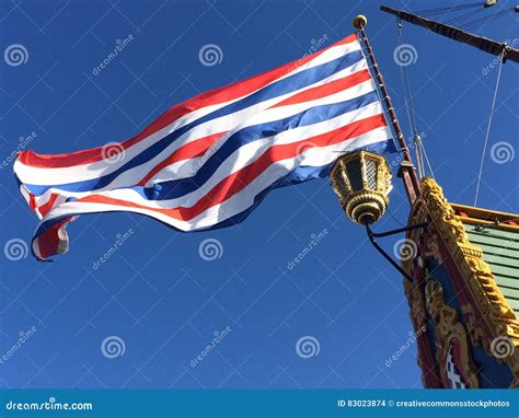 Blue White Red Striped Flag Picture. Image: 83023874