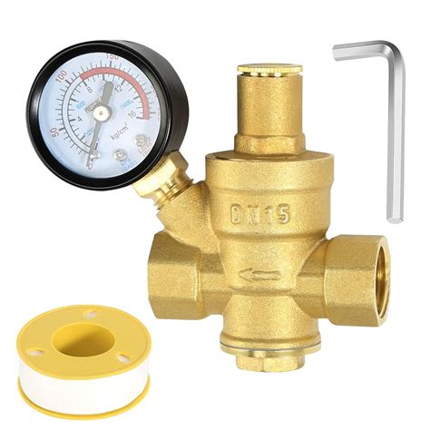 Water Pressure Regulator 1/2 inch with Gauge, Made of 100% High ...
