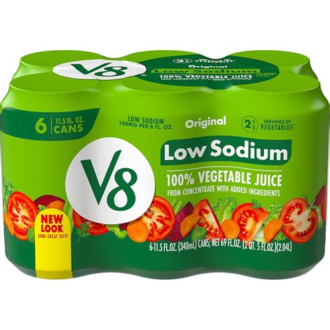 Amazon.com : V8 Low Sodium 100% Vegetable Juice, 11.5 oz. Can (Pack of ...