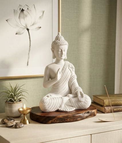 Buy ANI DIVINE Polyresin White Meditating Buddha Idol Statue | Lord ...