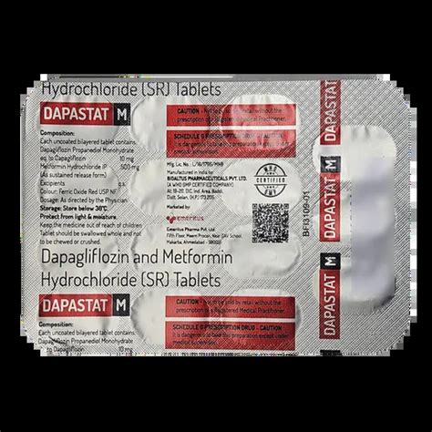 Buy Dapastat M 10 500mg Sr Tablet 15s Online | Medkart