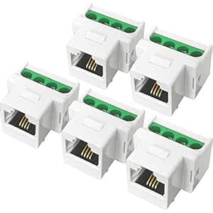 NECABLES 5Pack RJ11 Screw Jack CAT3 Telephone Keystone Jack with Screw ...